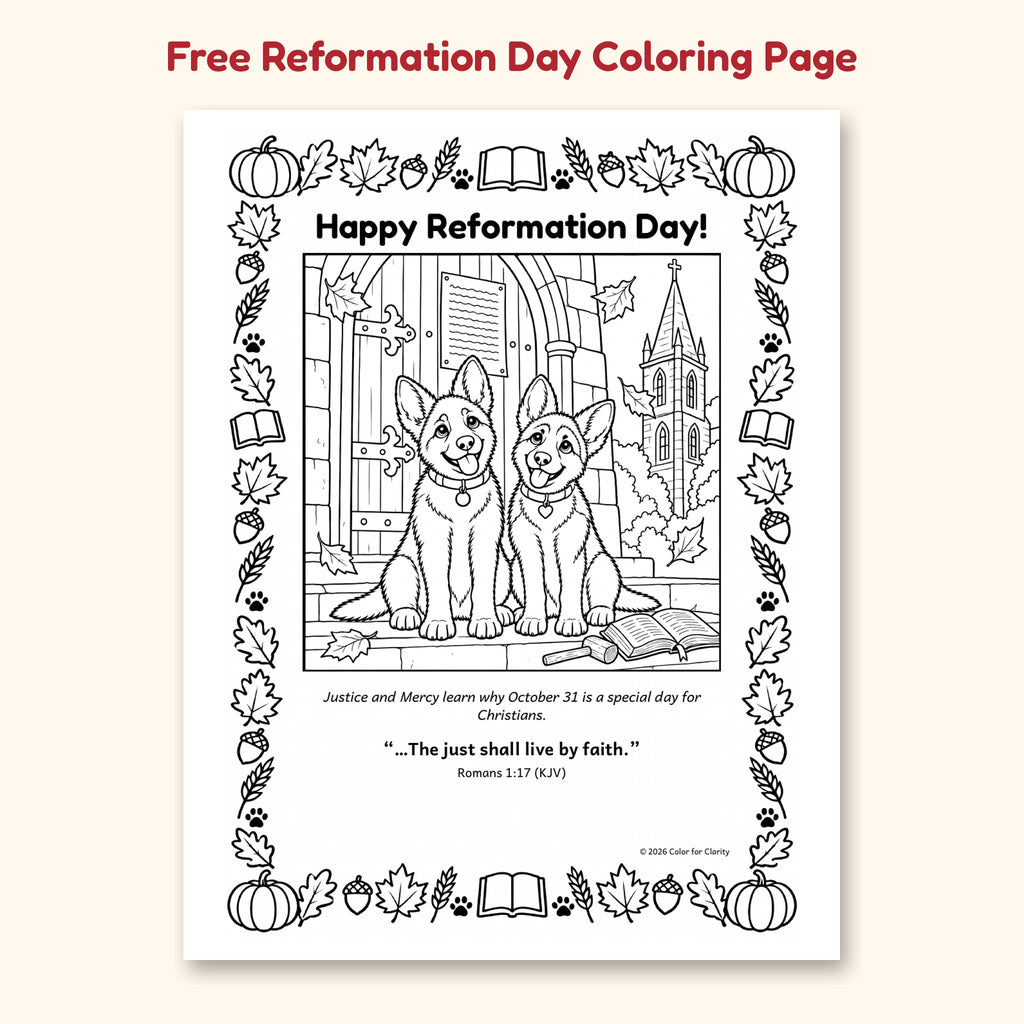 Justice and Mercy Reformation Day free coloring page