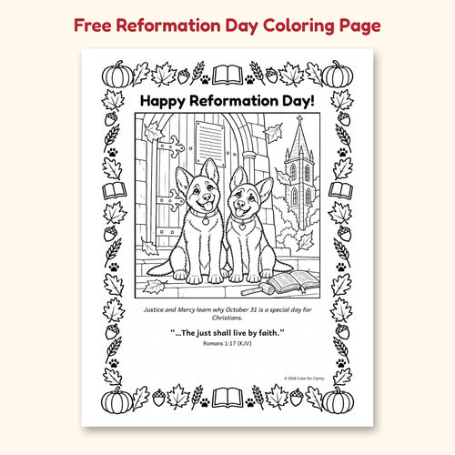Justice and Mercy Reformation Day free coloring page