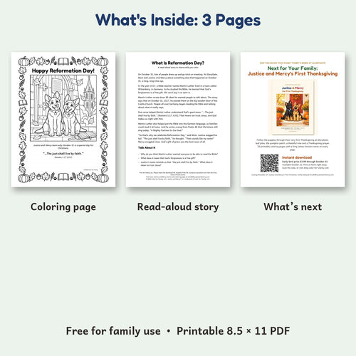 The three pages in the free Reformation Day download