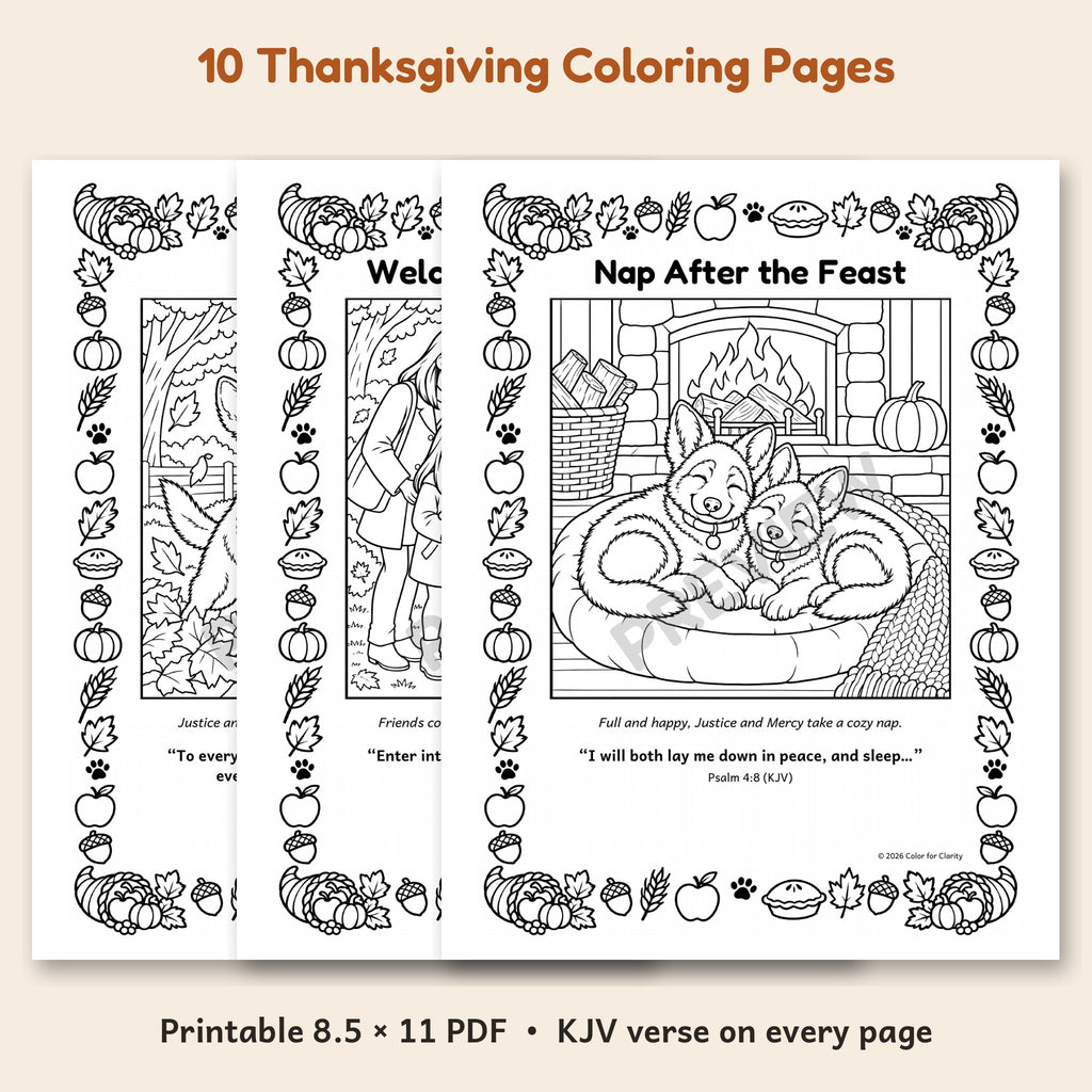 Preview of three Thanksgiving coloring pages