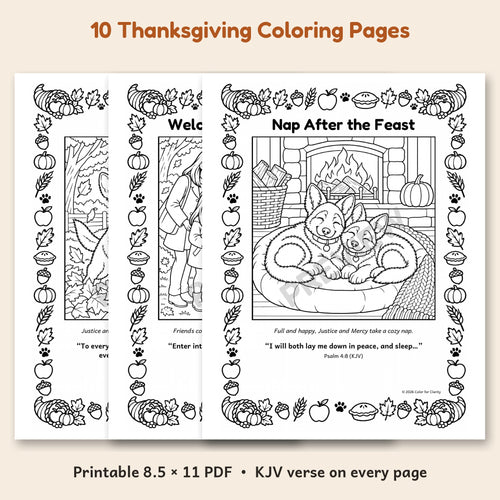 Preview of three Thanksgiving coloring pages